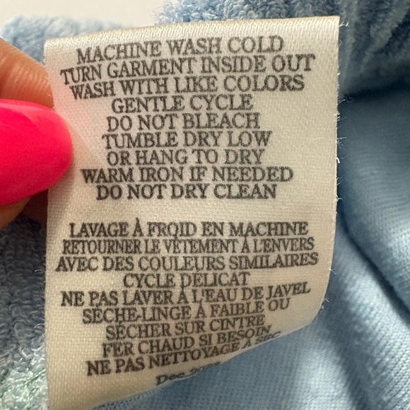 Z Supply Light Blue Ribbed French Terry Wide Leg Knit Pants. Elastic Waist. Soft - Picture 15 of 16